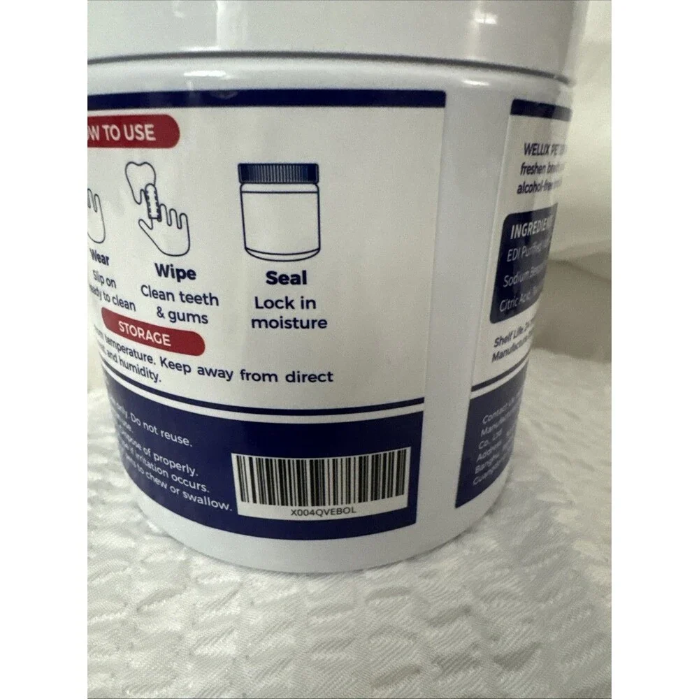 Wellix Dog Cat Dental Finger Wipes 100 Count. Pack of 1